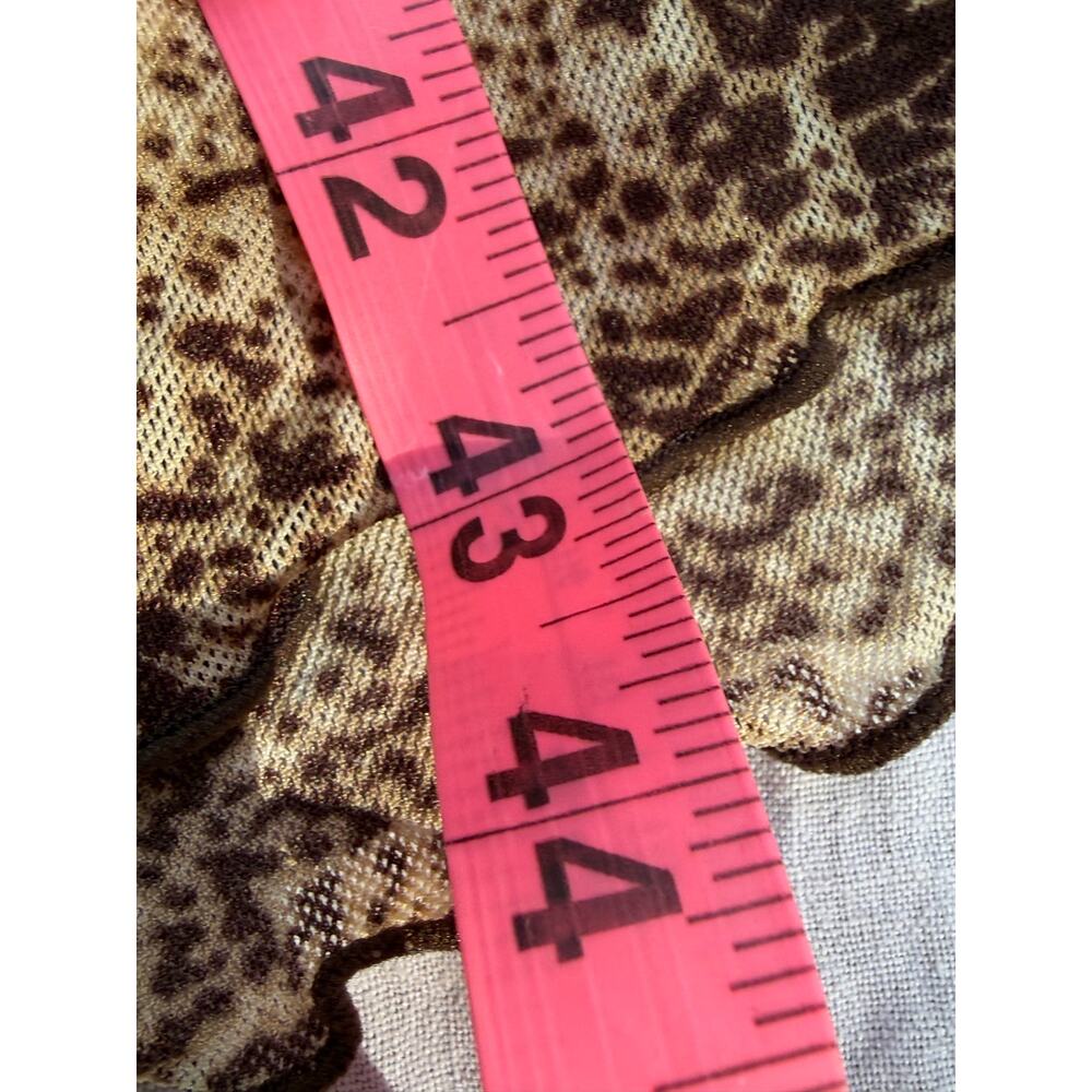 Y2K Whimsigoth Brown Mesh Ruched Lettuce Trim Midi Dress python snake print - Picture 6 of 7